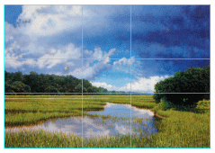 Landscape painting showing golden ratio composition