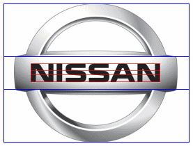 Nissan logo showing golden ratios