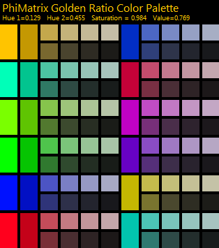 PhiMatrix golden ratio color palette generator