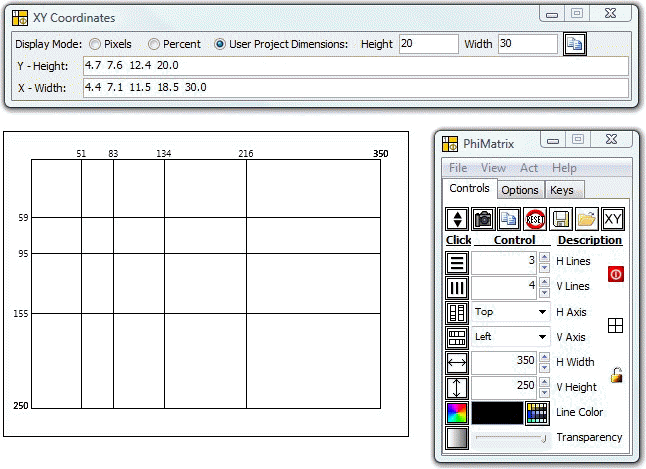 PhiMatrix data window