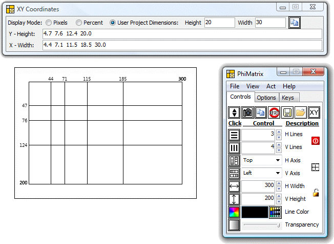 PhiMatrix data window