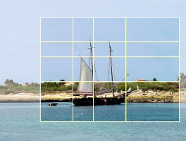 Sailboat photo cropped to golden ratio grid