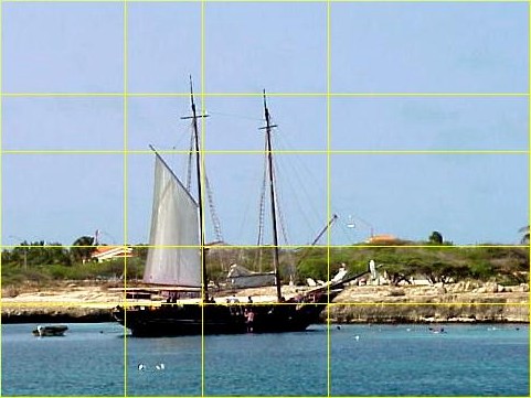 Sailboat photo cropped to golden ratio lines